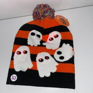 Happy Halloween Light Up Beanie Ghost Size Fits Most New with Tags